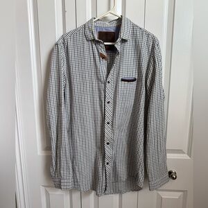 Men's Oaktree Classic Checkered Button-Down Shirt with Leather Accents
